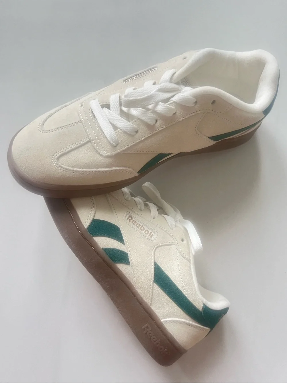 Reebok Forte Lounger Suede Sneakers in Dark Green and Tan Size 7.5